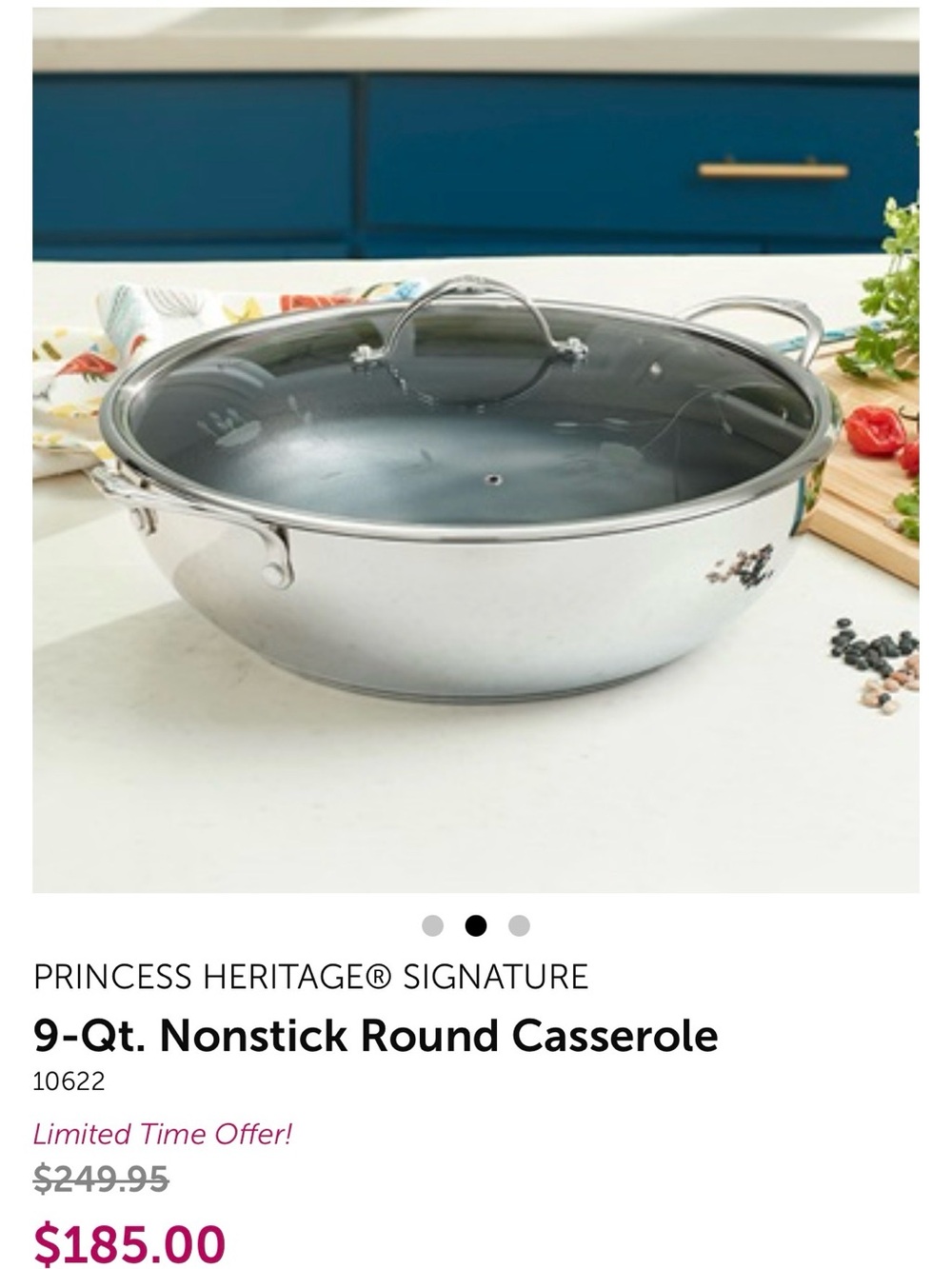 9-Qt. Nonstick Round Casserole in Silver